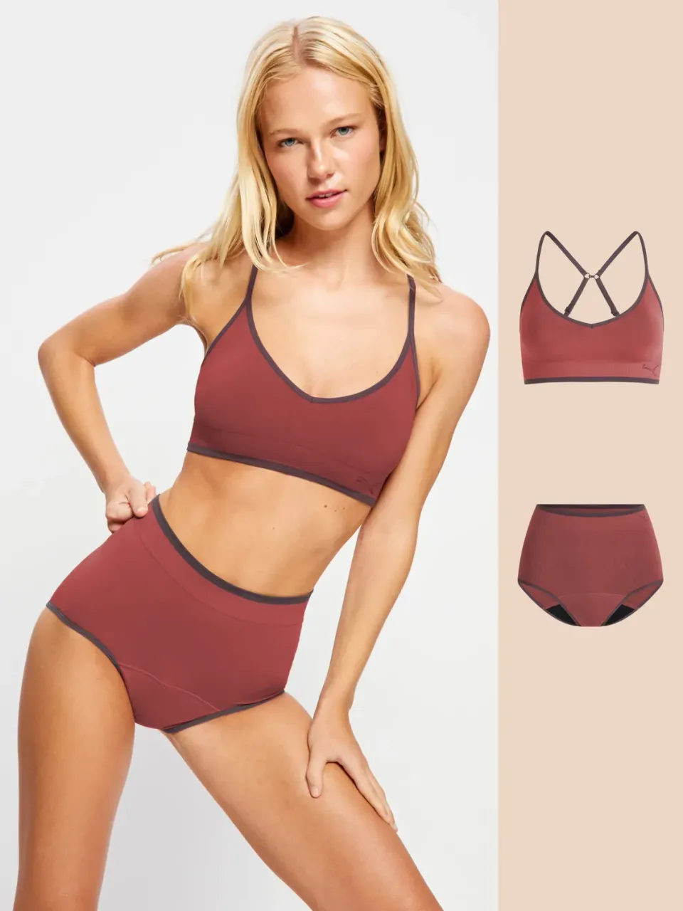 Puma x Modibodi Plum Perfect ensemble brassiere et culotte menstruelle