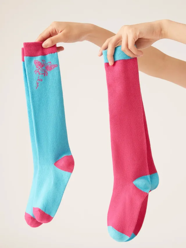 Modibodi chaussettes coton bio Busy Bee lot 2 hautes