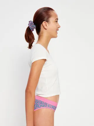 Modibodi Teen Scrunchie chouchou Mystic Leopard Pink coton bio