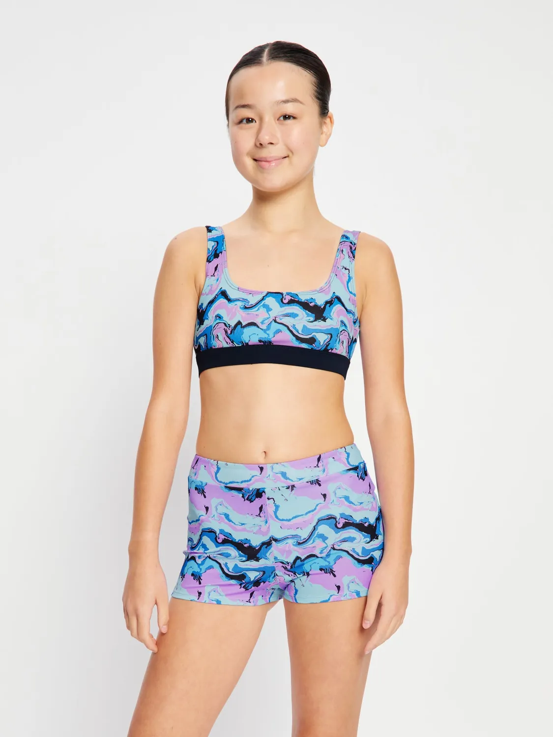 Modibodi Teen Performance crop top + short maillot menstruel
