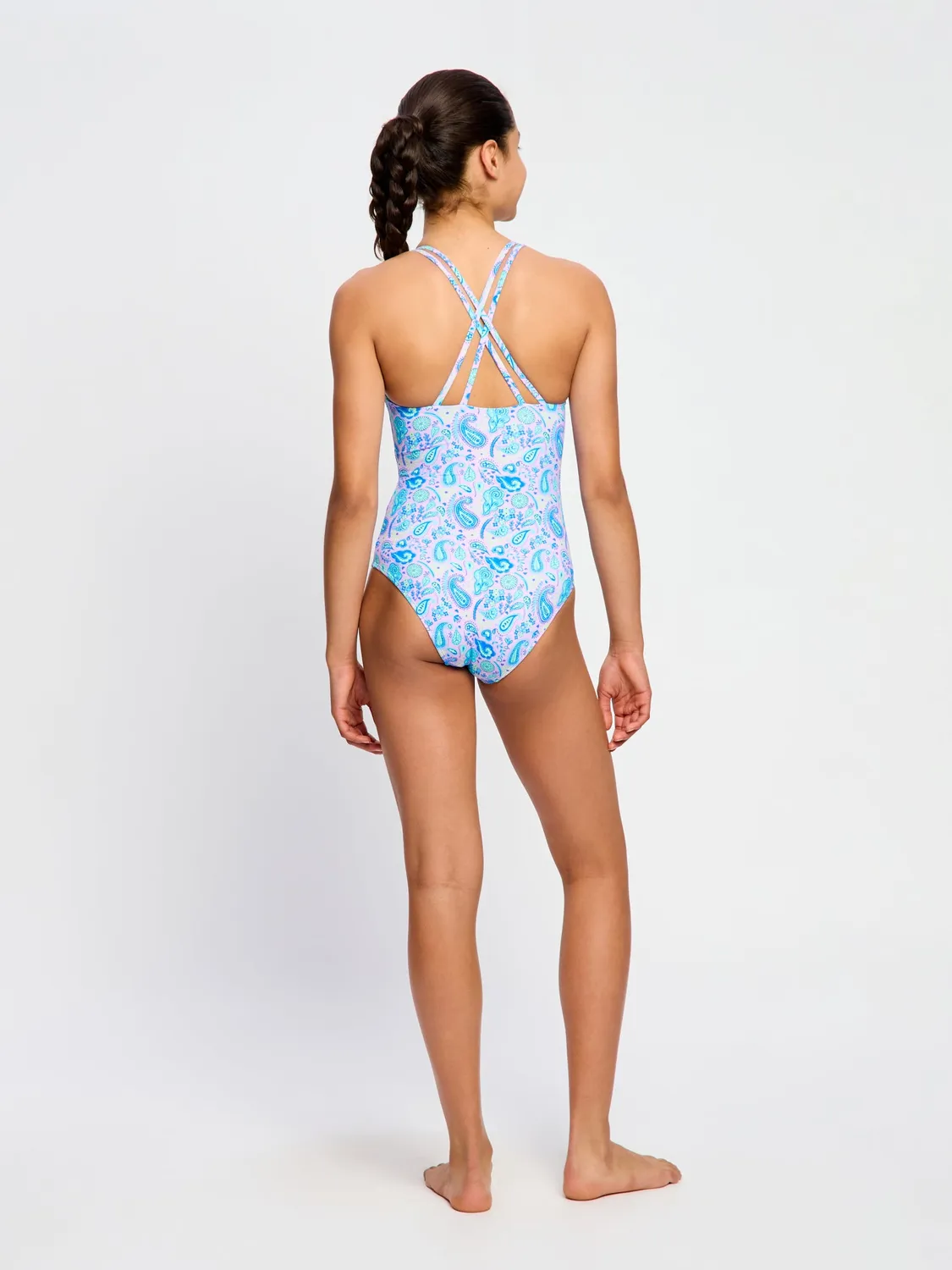 Modibodi Teen Cross Back One Piece maillot Paisley Pink Super