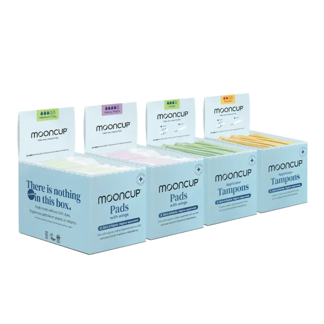 Moon Cup Complete Display Box serviettes + tampons x400