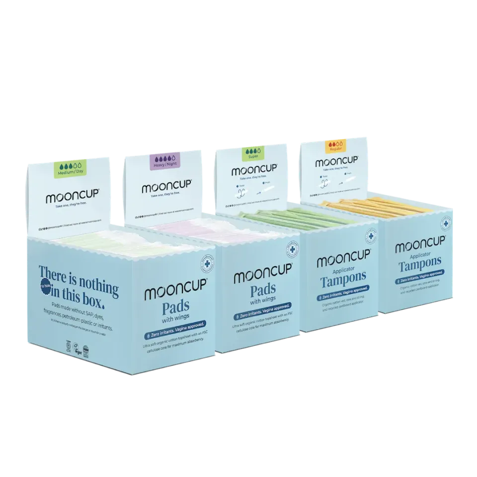Moon Cup Complete Display Box serviettes + tampons x400