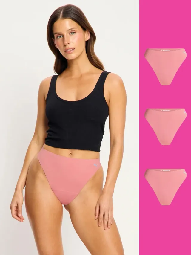Modibodi Puma X Modibodi Seamfree Active Hi Waist Thong Light 3 pièces