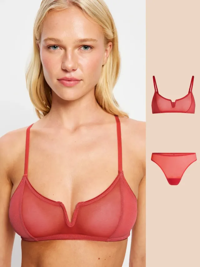 Modibodi Barely There ensemble brassière + string Baked Apple Pink
