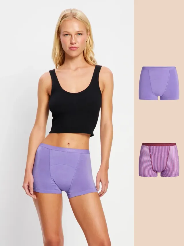 Modibodi Classic Boyshort Super culotte menstruelle violet lot de 2
