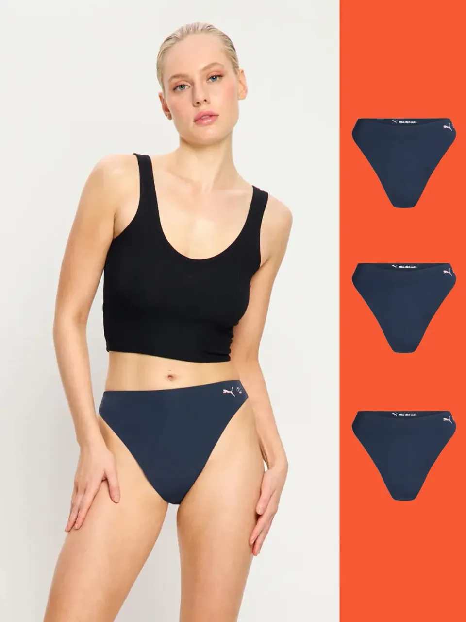 Puma x Modibodi Seamfree Thong string Midnight Light lot 3