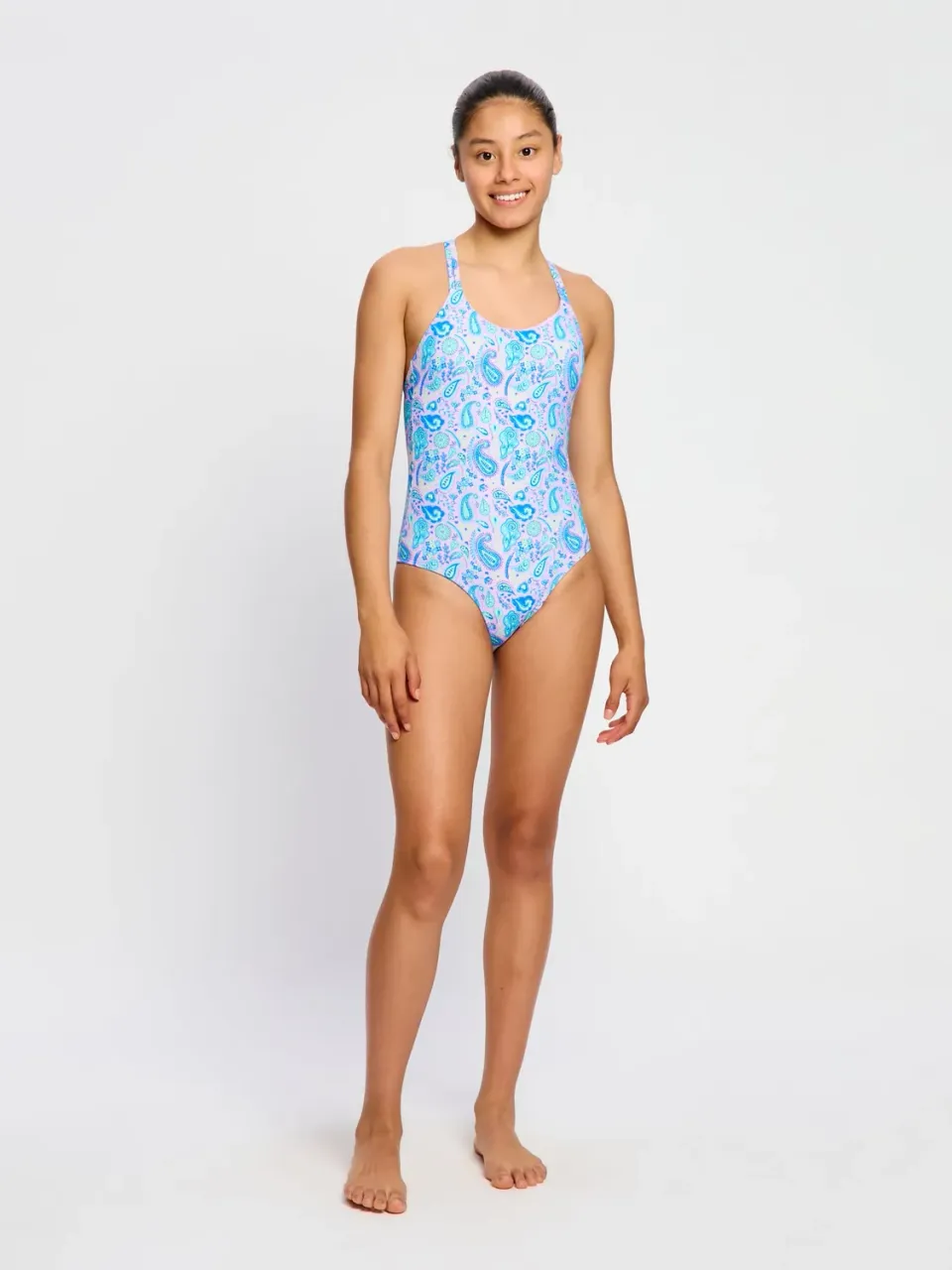 Modibodi Teen Cross Back One Piece maillot Paisley Pink Super