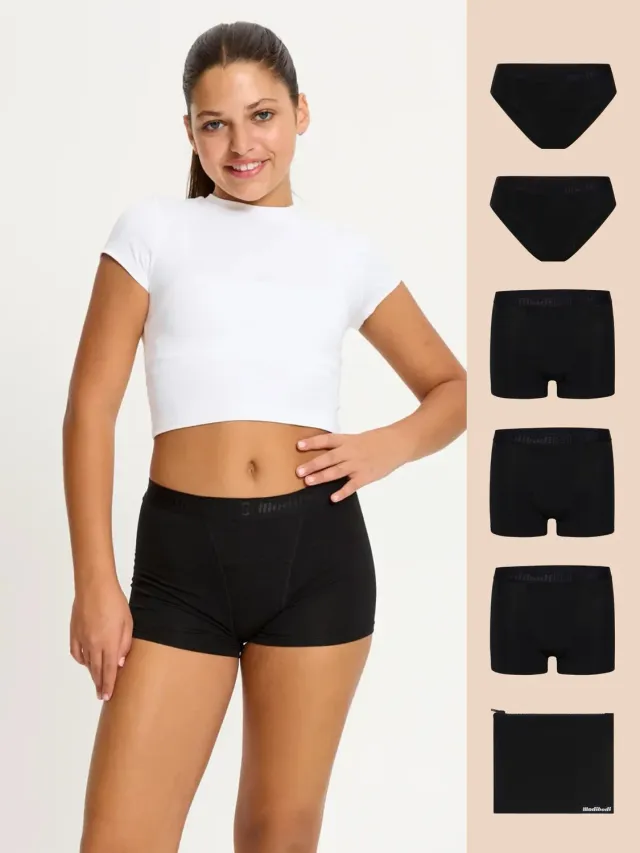 Modibodi The Complete School Week Pack culottes menstruelles ado noires