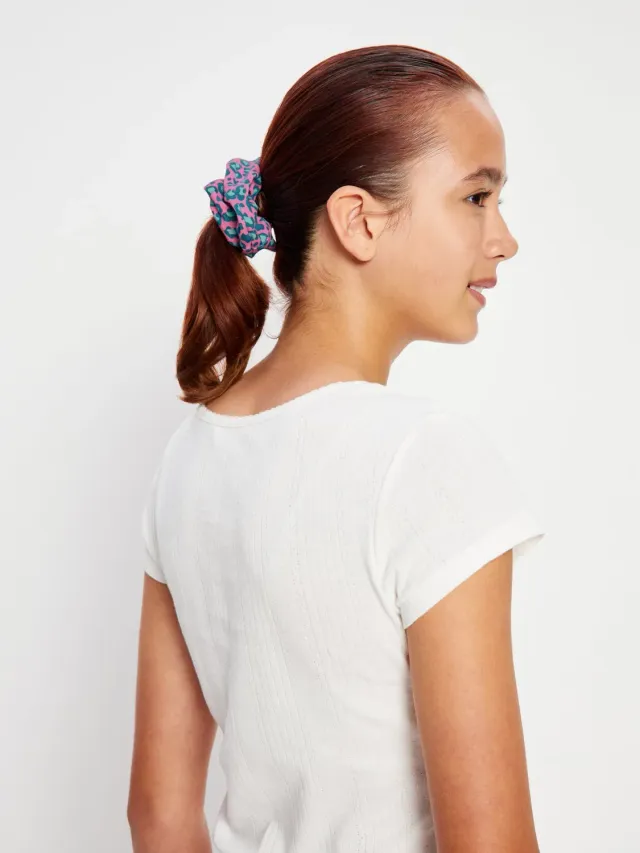 Modibodi Teen Scrunchie chouchou Mystic Leopard Pink coton bio