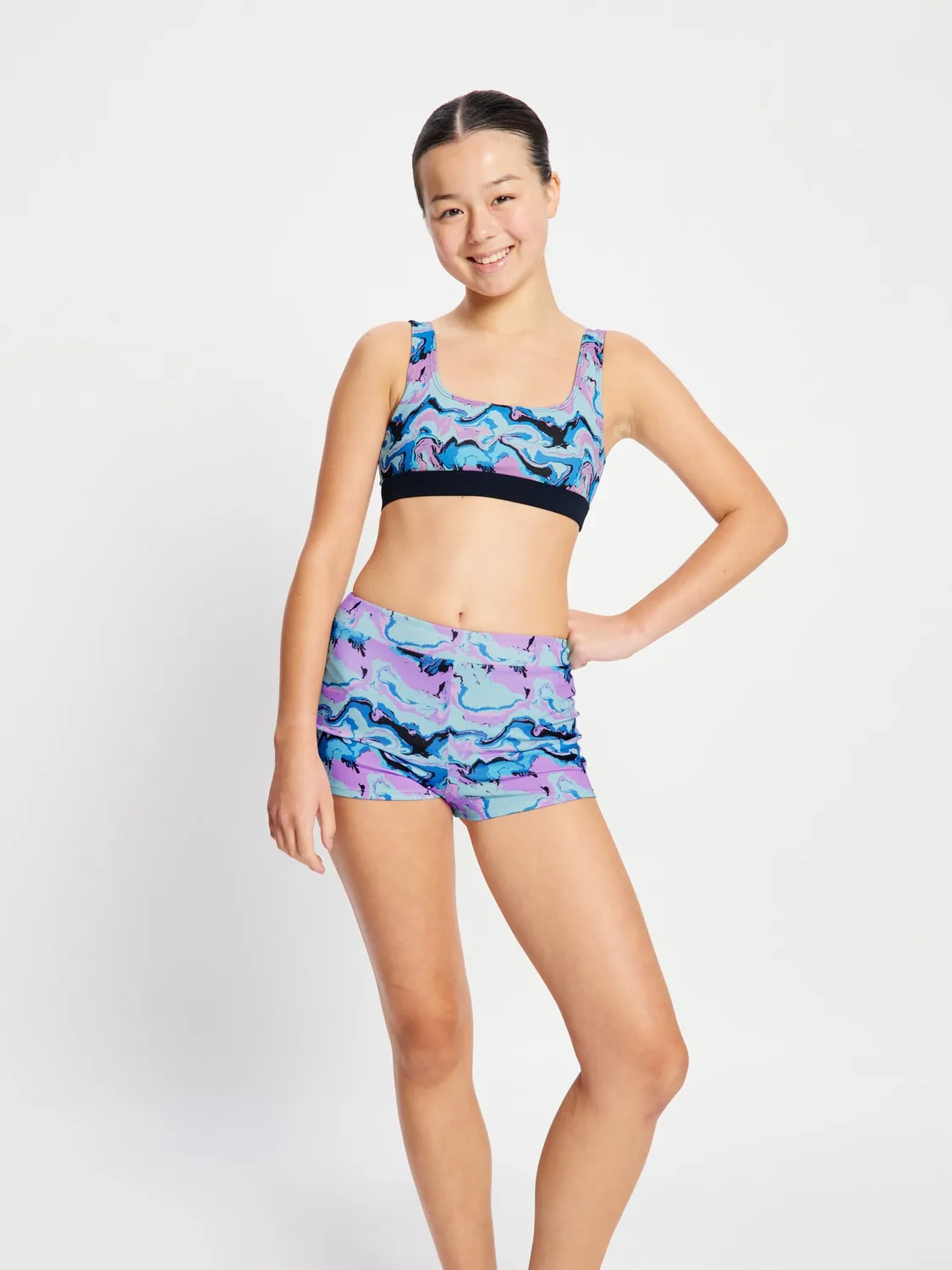 Modibodi Teen Performance crop top + short maillot menstruel